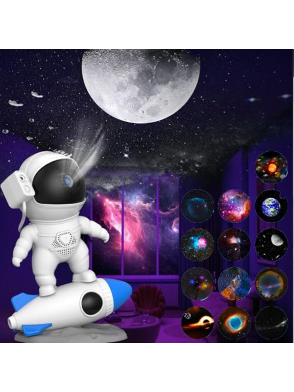 Astronaut Galaxy Projector with 13 Film Discs, 360° Rotation, Timer & 9 Colors